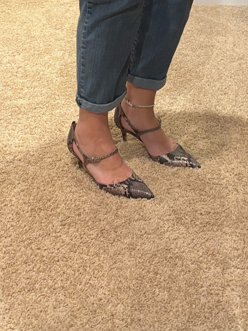 SJP Snake Print Pointed Toe Heels